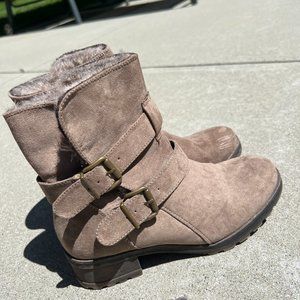 Tan Fuzzy Ankle Boots
